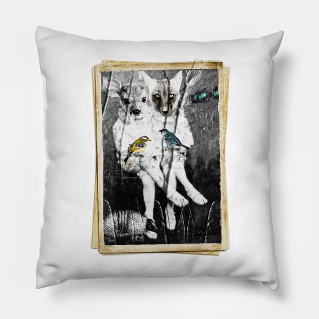 Deerfox Sisters Pillow by funhousejen