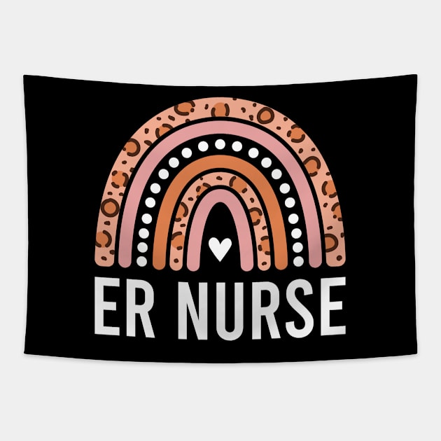 ER Nurse Emergency Room Nurse Leopard Rainbow Tapestry by FOZClothing