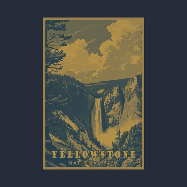 Doutone Yellowstone National Park Travel Poster by GreenMary Design