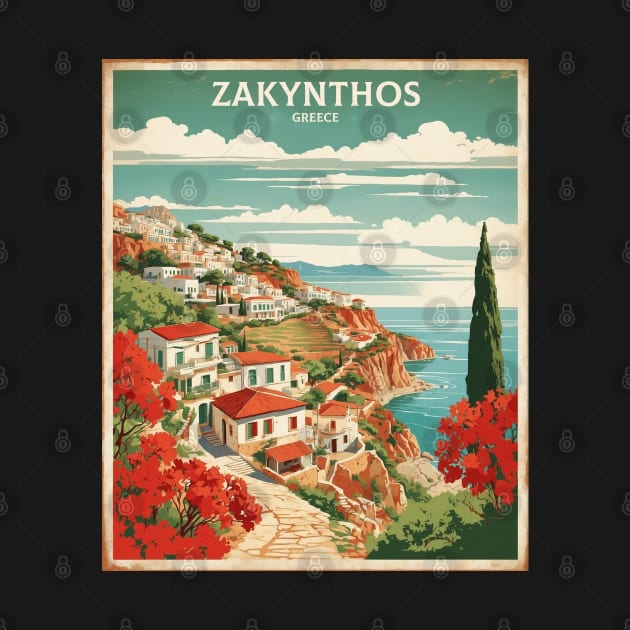 Zakunthos Greece Tourism Vintage Poster by TravelersGems