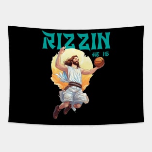 He Is Rizzin Funny Jesus He Is Rizzen Tapestry