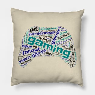 Gaming Wordcloud for Lighter Backgrounds Pillow