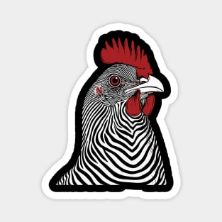 Striking Rooster Op Art Design in Bold Colors Magnet
