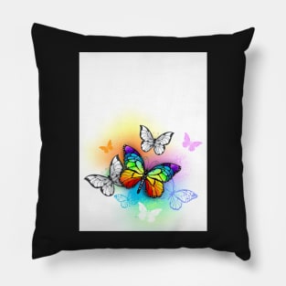 Background with Rainbow Butterflies Pillow