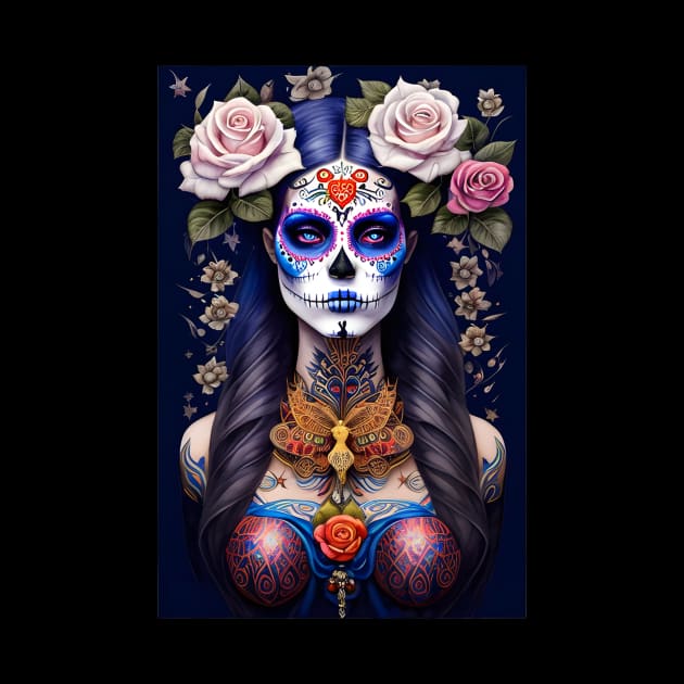 Sugar Skull Art - Woman in Colorful Sugar Skull Makeup by ImaginativeInkPOD