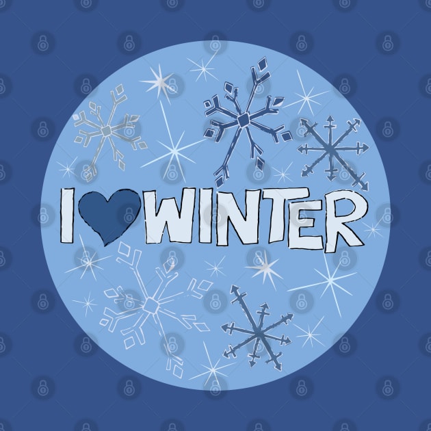 I Heart Winter Illustrated Text with snowflakes by Angel Dawn Design
