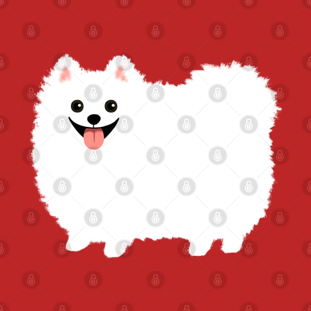 Fluffy White Pomeranian Cartoon Dog by Coffee Squirrel