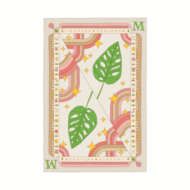 Monstera Adasonii Monkey Mask Plant Illustration with Playing Card Design for Plant Mom Plant Daddy by annagrunduls