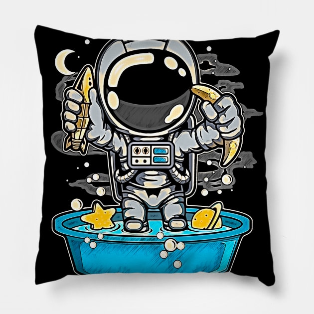 Astronaut Bath Tub • Funny And Cool Sci-Fi Cartoon Drawing Design Great For Any Occasion And For Everyone Pillow by TeesHood