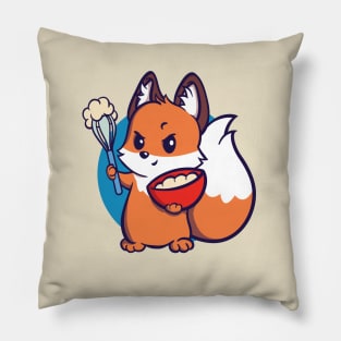 Fox baking with hand mixer Edit Pillow