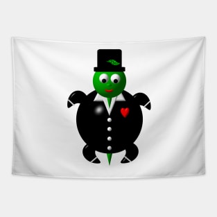 Cute Turtle Wearing a Tuxedo Tapestry