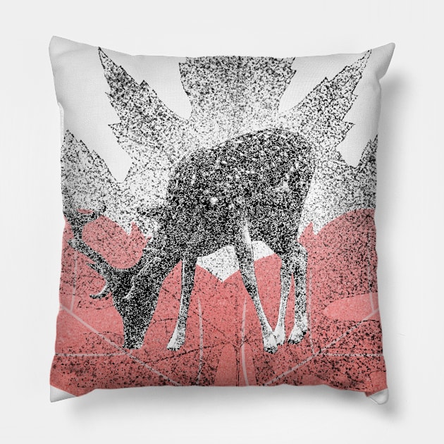 Deer throw Maple tree leaf illustration Pillow by Choulous79