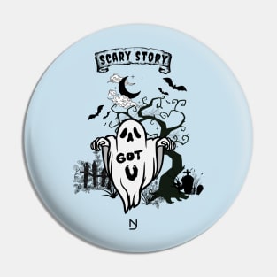 Scary ghost night tree design Pin