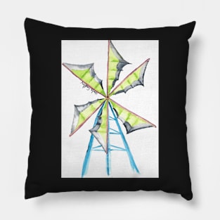 Windmill Watercolor Pillow