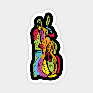 Multicolor Bass Musician Magnet