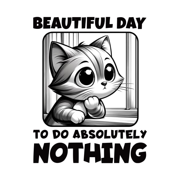 Beautiful Day to Do Absolutely Nothing - Cat at Window by Critter Chaos