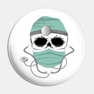 Skull doctor with mask mask and stethoscope Pin