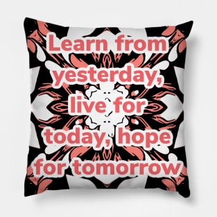 Orange, black, and white abstract print with anonymous quote Pillow