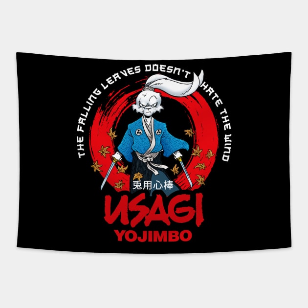 Usagi Yojimbo Falling leaves Tapestry by Karate Panda