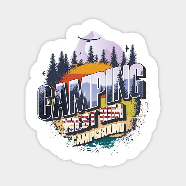 Camping West Rim Campground Vintage USA Best gift for campers Adventure gear Magnet by HomeCoquette