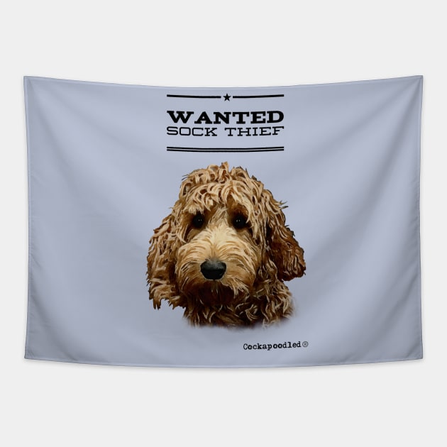 Cockapoo / Doodle Dog Sock Thief Tapestry by WoofnDoodle 