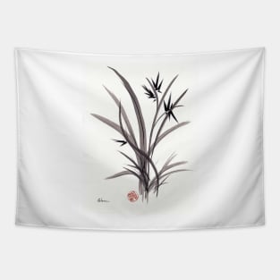 TRUST IN JOY - Original Sumie Ink Wash Zen Bamboo Painting Tapestry