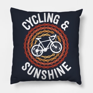 Cycling And Sunshine Retro Bicycle Riding Vintage Cyclist Pillow