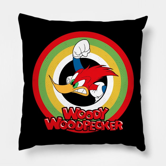 Woody Woodpecker Circle Style Pillow by Gunung Sambojorka