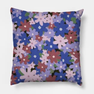 Oil Pastel Flower Print - blue and pink Pillow