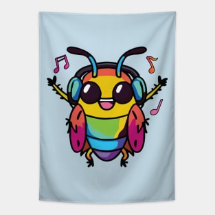 Happy cockroach or roach with headphones Tapestry