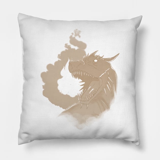 Dragon and Flame-Brown Version Pillow by sketchbooksage