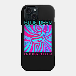 Blue deer on a pink meadow Phone Case