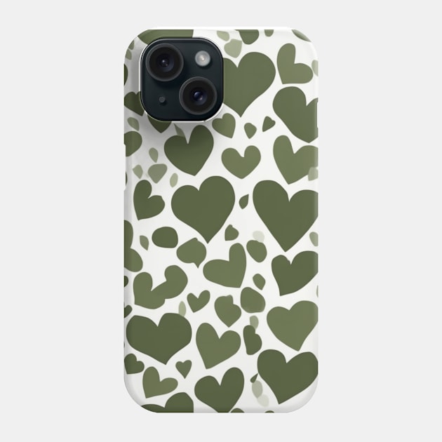 Heart Olive Green Shadow Silhouette Anime Style Collection No. 241 Phone Case by cornelliusy