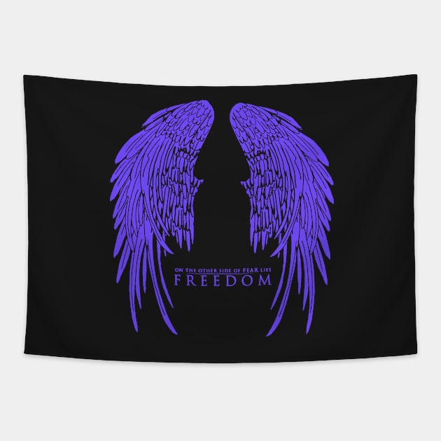 On The Other Side of Fear Lies Freedom - Blue Version Tapestry by AbundanceSeed