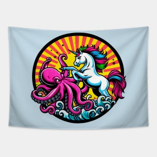 Unicorn Versus Octopus Tapestry