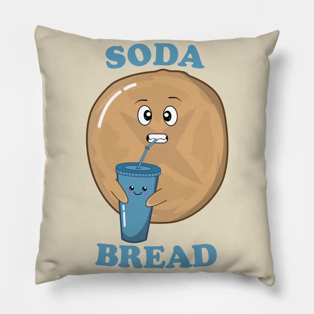 Funny Soda Bread Kawaii Bread Drinking Soda Pillow by KawaiinDoodle