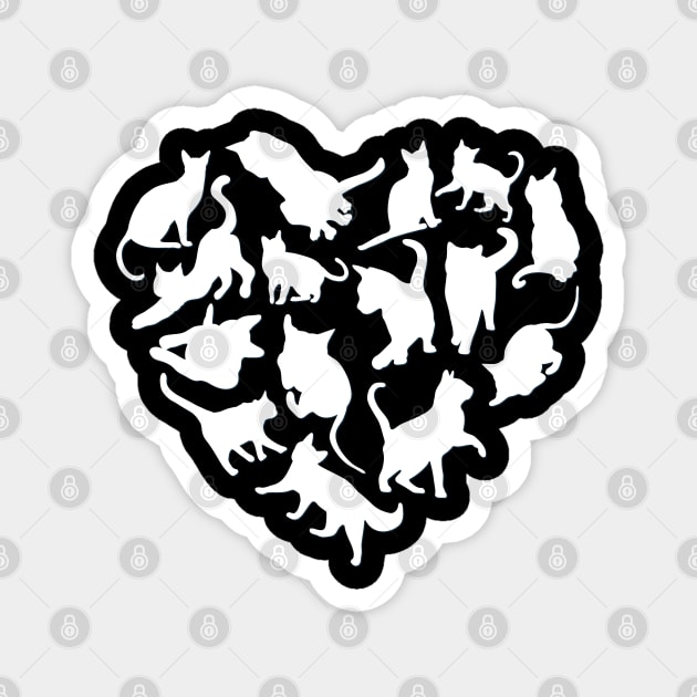 Heart full of cats Cute little cats in a heart adorable kitty Kittenlove Only cats in my heart Magnet by BoogieCreates