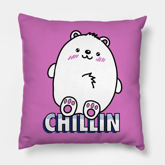 Cute and Cuddly Polar Bear Chillin Pillow by Tricera Tops