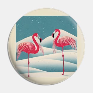 Snow Flamingos Pin