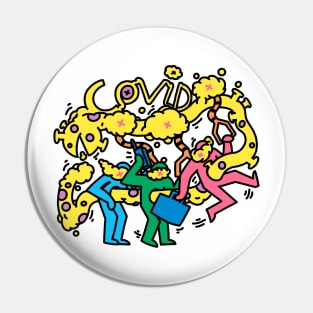 COVID Loop Pop Art White Pin