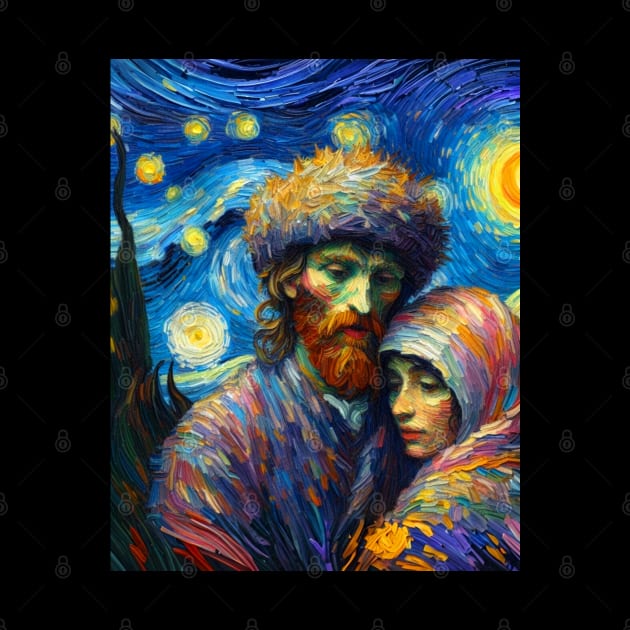 Joseph and mary in starry might by FUN GOGH