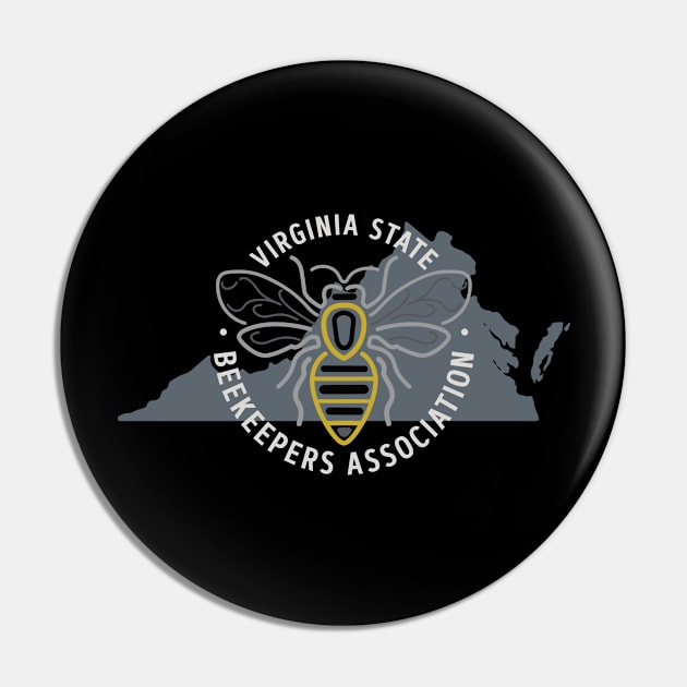 White Lettering Logo Pin by Virginia State Beekeepers