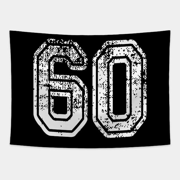 Number 60 Grungy in white Tapestry by Sterling