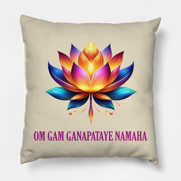 Lotus Flower Mantra Pillow by Shacalacah