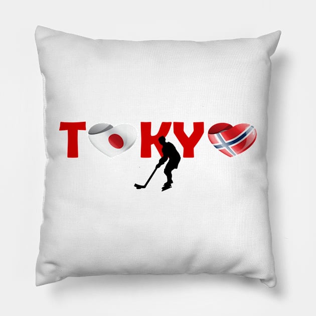 Sports games in Tokyo: Hockey team from Norway (NO) Pillow by ArtDesignDE