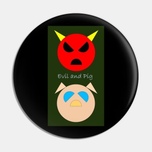 Geometric simple design Evil and Pig Pin