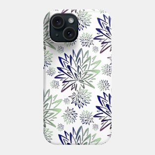 Abstract Blue Thistles Flower Pattern Phone Case