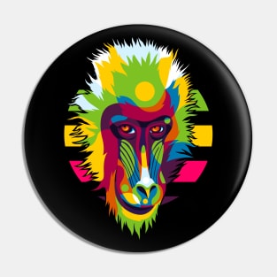 Baboon Head Pop Art Portrait Pin