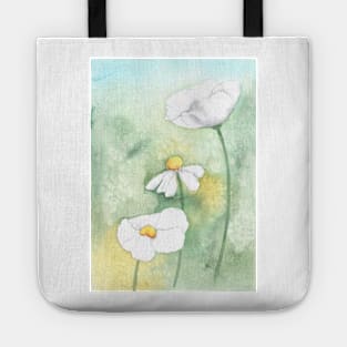 Flatbud Prickly Poppy, watercolor painting Tote