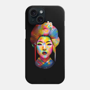 Rainbow colors geisha girl head Phone Case